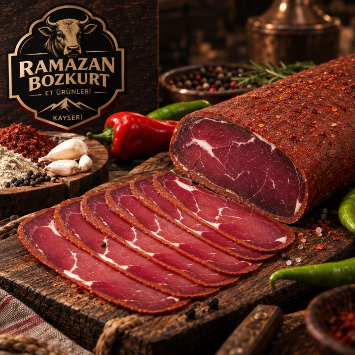 Pastırmalı yumurta tarifi için ince dilim Kayseri pastırması